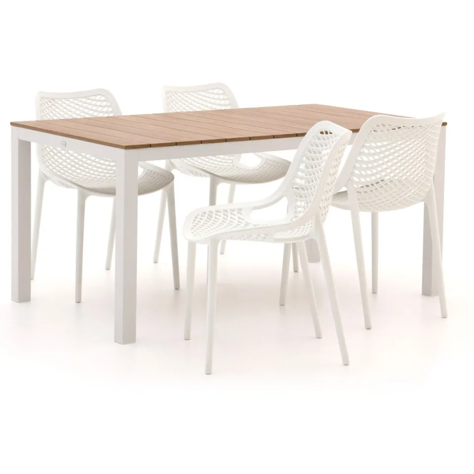 Forza Furniture Forza Ripi/Fidenza 160cm dining tuinset 5-delig stapelbaar Wit