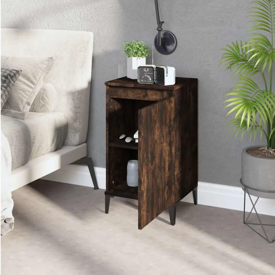 vidaXL Nachtkastje 40x35x70 cm bewerkt hout gerookt eikenkleurig, foto 3