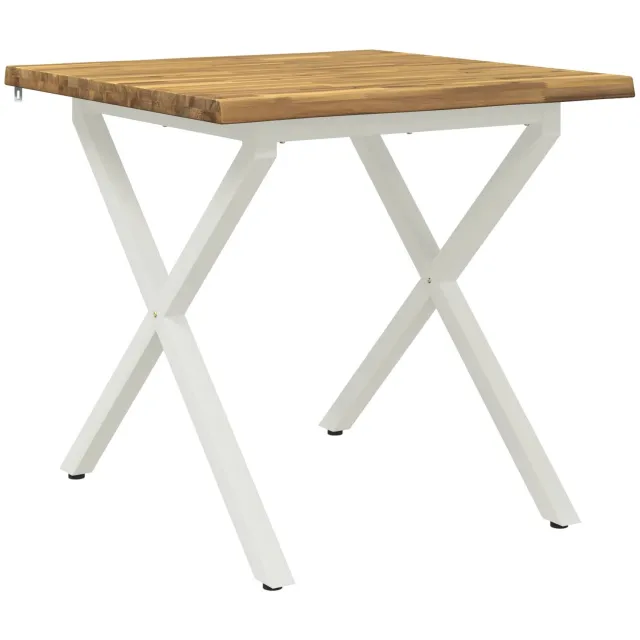 vidaXL Eettafel - met - levendige - rand - 90 - x - 90 - x - 75 - cm - Massief - Acacia - Hout Whitewash en wit
