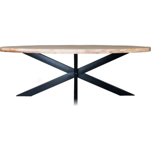 Home67 Eettafel Viev Ovaal 260 cm - Mangohout - Industriële Tafel - 10 personen - Keukentafel Bruin
