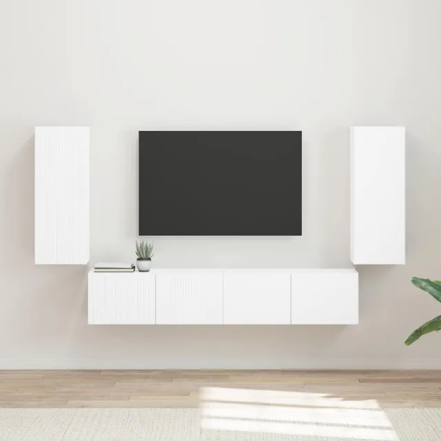 vidaXL TV Wandkast Set 4 st Wit Bewerkt hout, foto 2