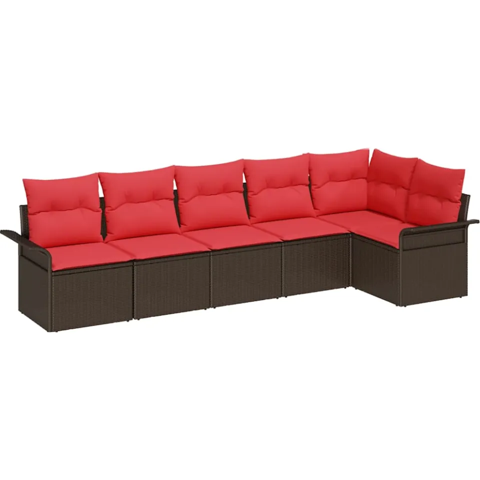 vidaXL Tuin Sofa Set 6 st Bruin poly rattan