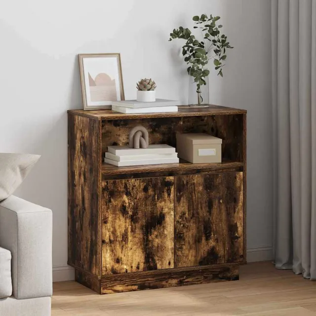 vidaXL LED Sideboard Gerookt eiken 71 x 34,5 x 75 cm Bewerkt hout Bruin
