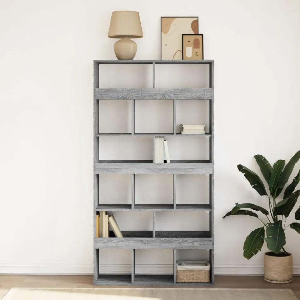 vidaXL Boekenkast 100x33x187,5 cm bewerkt hout grijs sonoma eikenkleur, foto 2