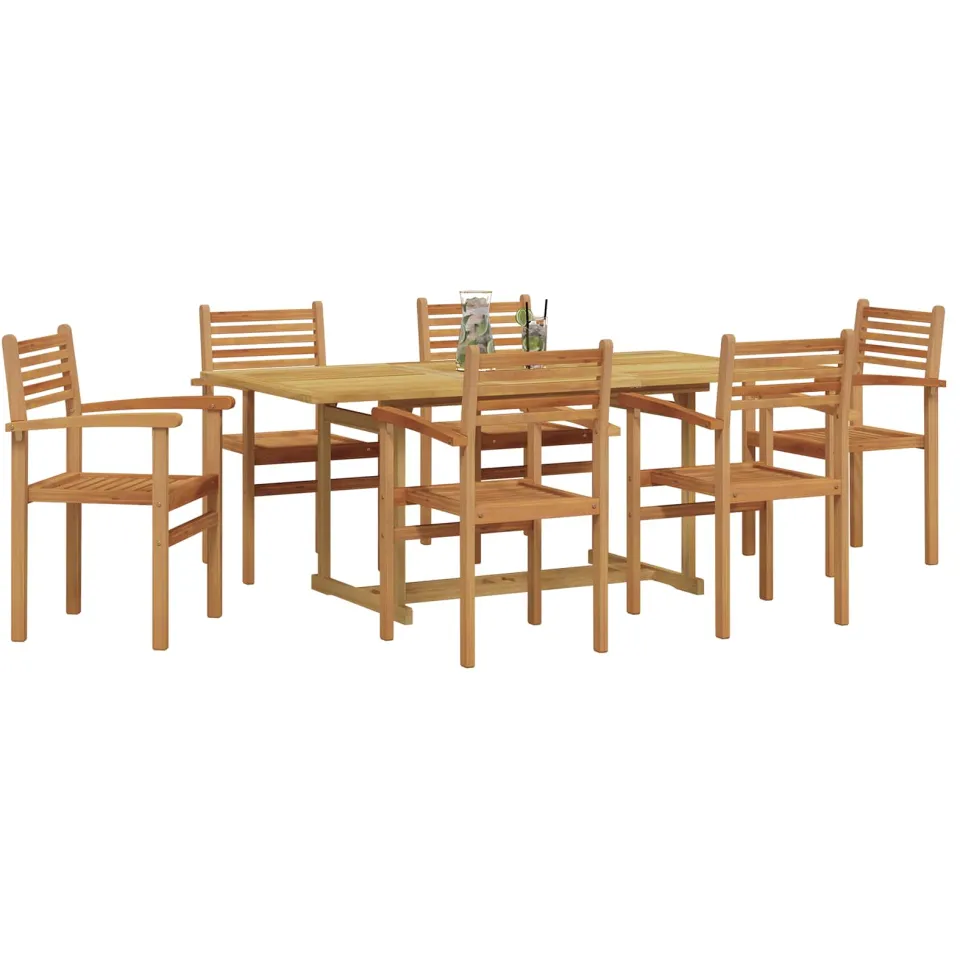 vidaXL Tuin eettafelset 7 st Bruin Massief Teakhout