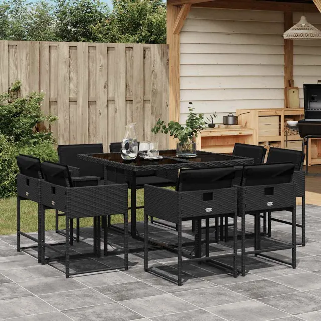 vidaXL 9-delige Tuinset poly rattan zwart, foto 2