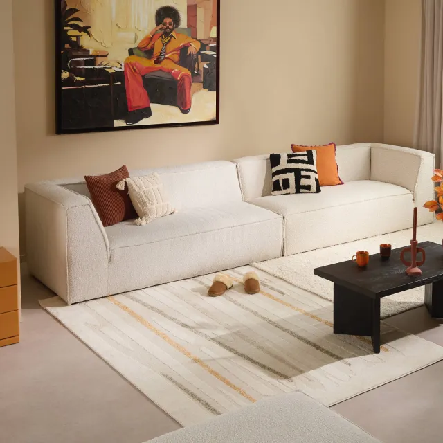 NOUS Living Newton 4-zitsbank crème bouclé, foto 2
