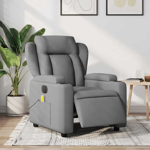 vidaXL Massagestoel elektrisch verstelbaar stof lichtgrijs