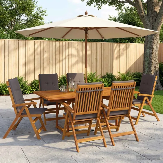 vidaXL Buiten Eetset met Parasol 8 st 6-zits Antraciet, foto 2