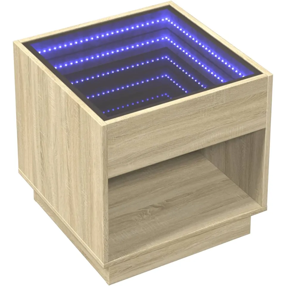 vidaXL Salontafel met Infinity LED 50x50x50 cm sonoma eikenkleurig Bruin
