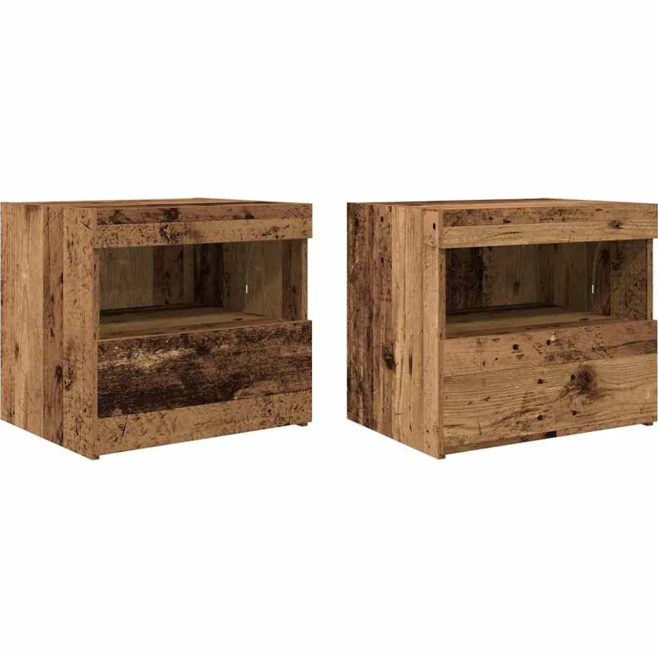 vidaXL Nachtkastje 2 st Oudhout 50 x 40 x 45 cm Bewerkt hout Bruin
