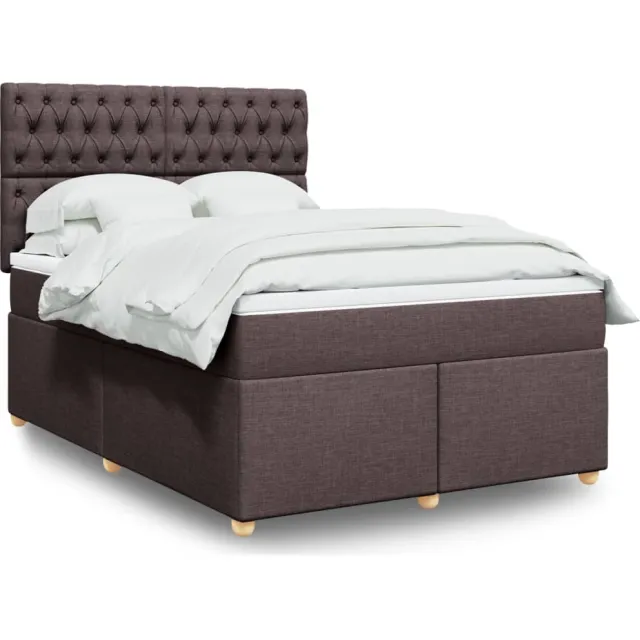 vidaXL Boxspring met matras stof donkerbruin 140x200 cm bruin