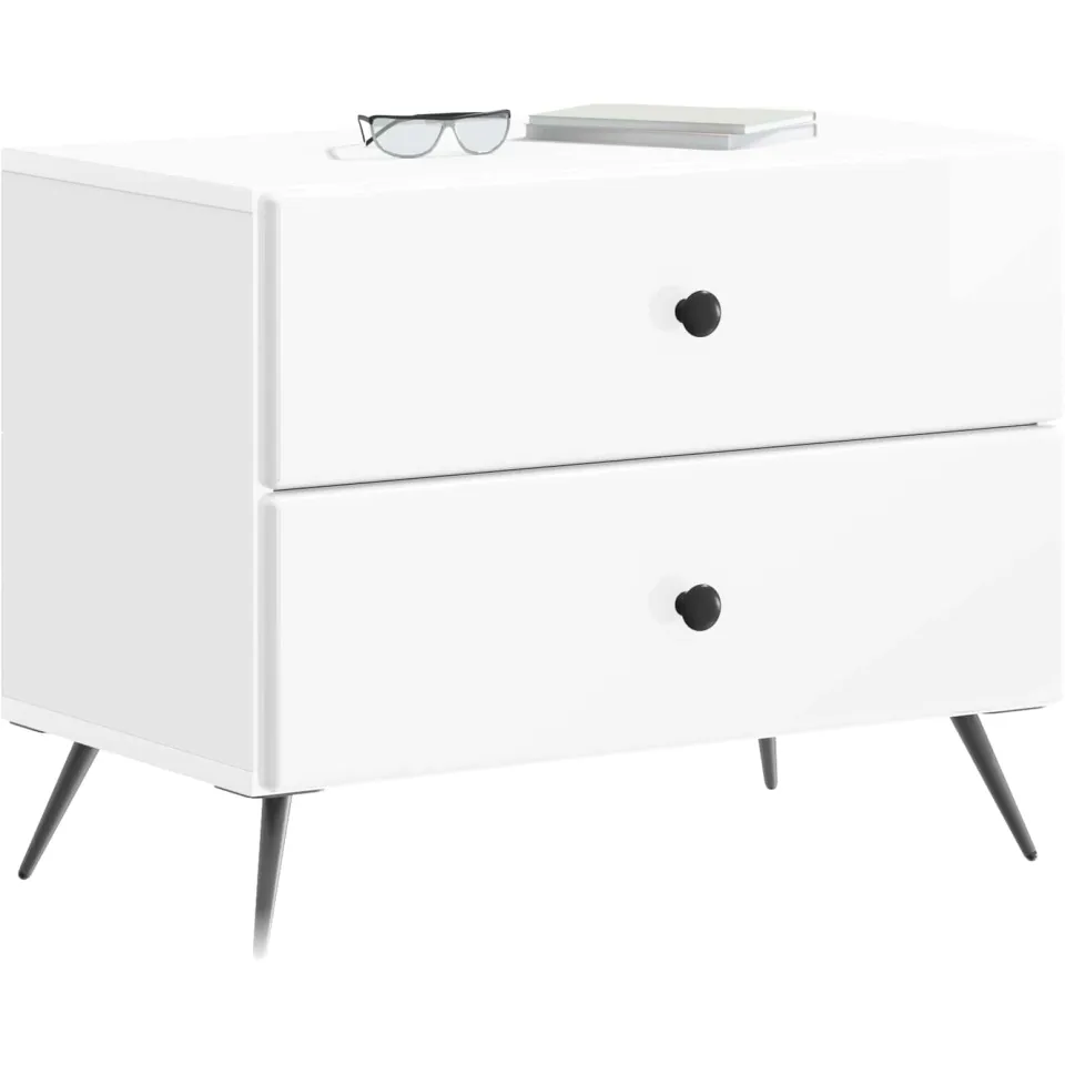 vidaXL Nachtkastje Hoogglans Wit 62 x 34,5 x 47,5 cm Bewerkt hout