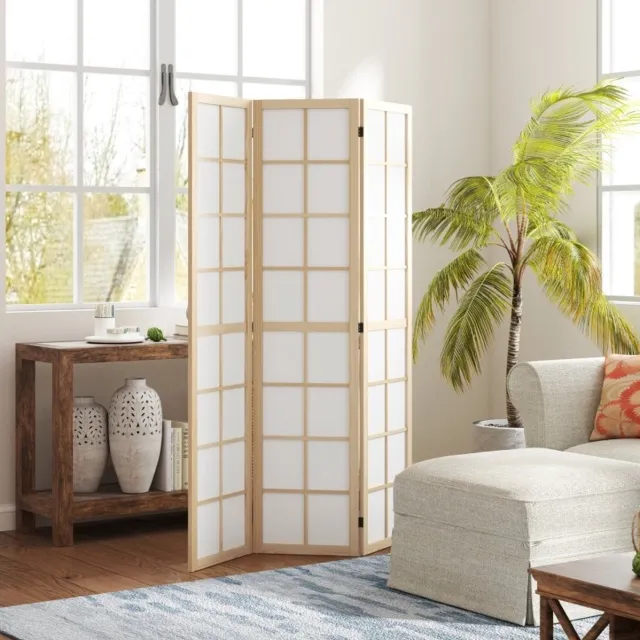 STILVORA Kamerscherm Vouwbaar – 120 x 170 cm – Hout en Stof – Naturel Hout – Vrijstaand Voor Woonkamer, Slaapkamer En Kantoor