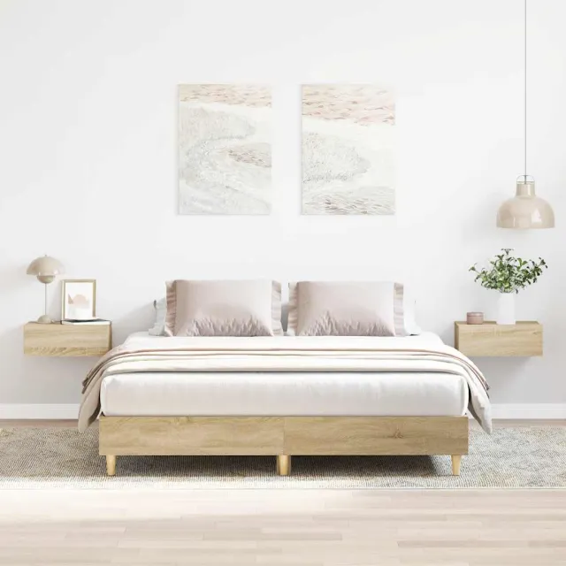 vidaXL Bedframe zonder matras 140x200cm spaanplaat Sonoma eikenkleurig Bruin