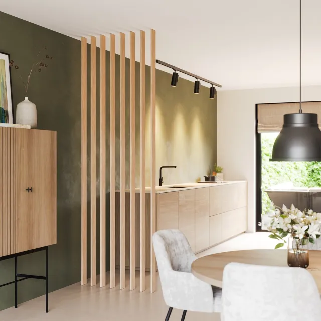 Barnwoodweb Roomdivider Lat Eiken 274,5 cm – Inclusief Montageset – Houten Lat 18x80 mm – Voor Lattenwand / Scheidingswand – Per stuk