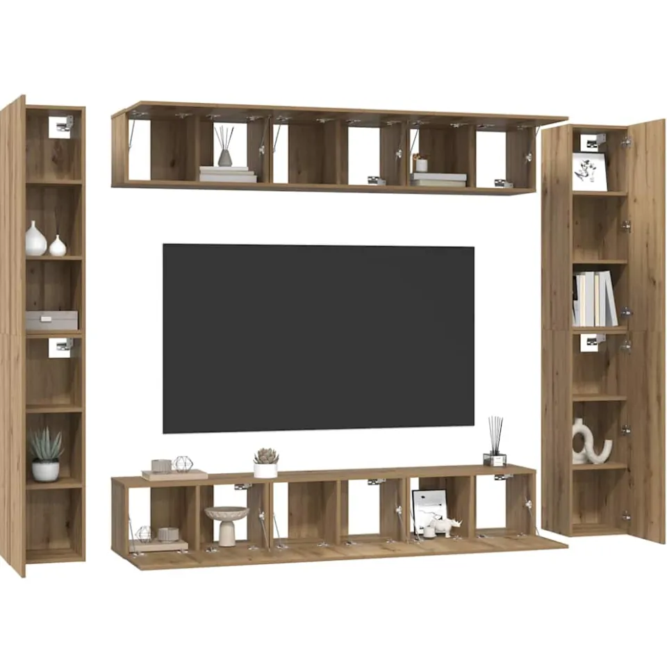 vidaXL Tv-meubelset 10 st 30,5 x 30 x 90 cm Artisan Eiken Bruin