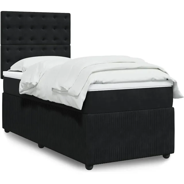 vidaXL Boxspring met matras fluweel zwart 100x200 cm