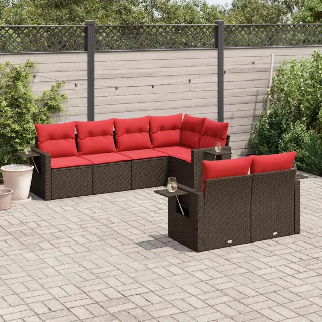 vidaXL 7-delige tuinbankset met kussens, bruin polyrotan, foto 2