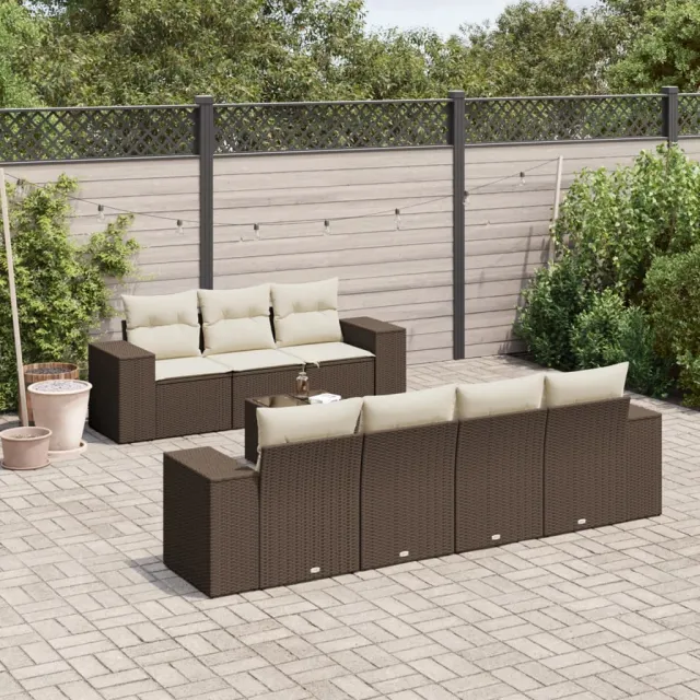 vidaXL 8-delige Loungeset met kussens poly rattan bruin, foto 2