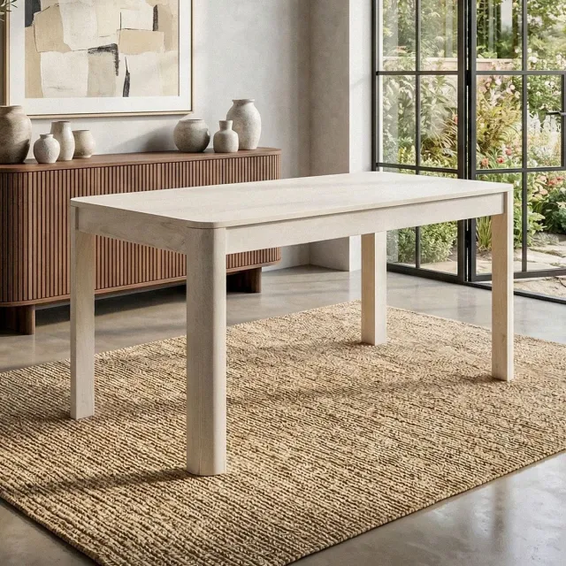 Wohnling Eettafel mangohout wit 120x60 cm - WL7.379 Zie omschrijving