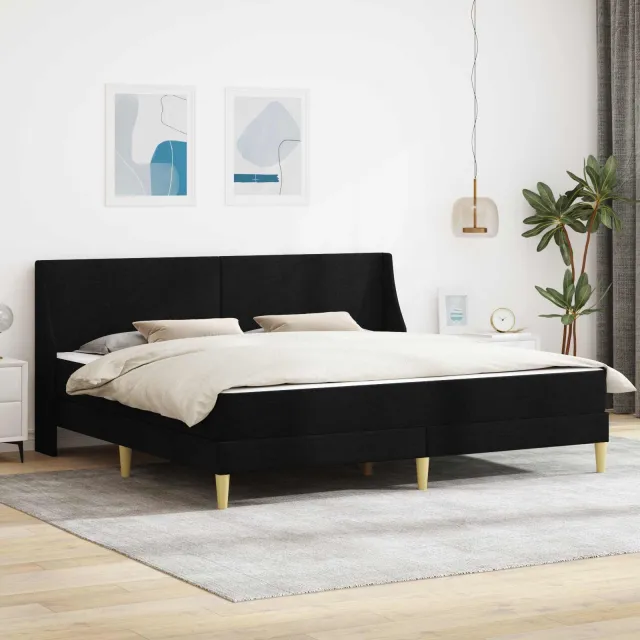 vidaXL Bedframe met matras Zwart 180 x 200 cm Polyester