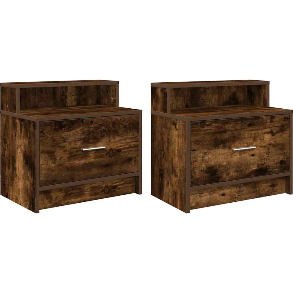 vidaXL Nachtkastjes 2 st met lade 51x31x47 cm gerookt eikenkleurig, foto 3
