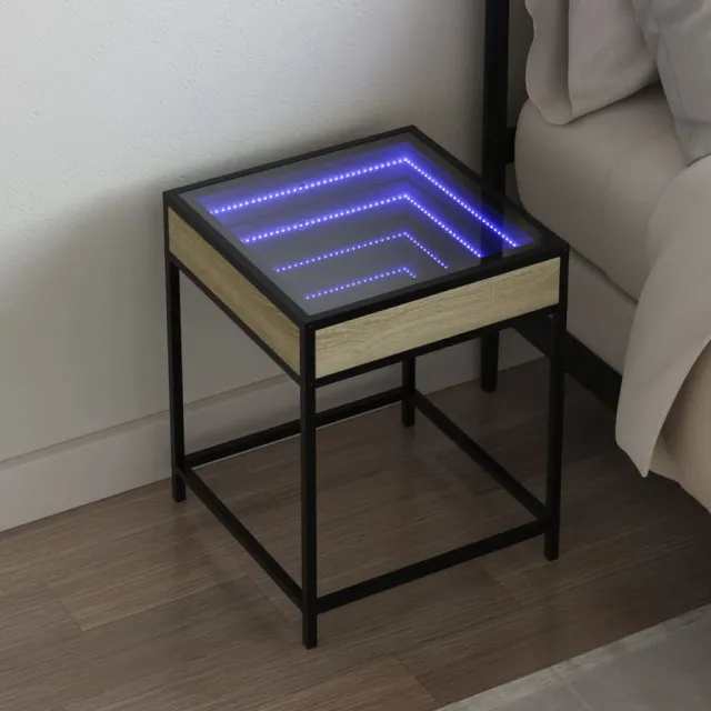 vidaXL Nachtkastje met Infinity LED 40x40x51 cm sonoma eikenkleurig, foto 2