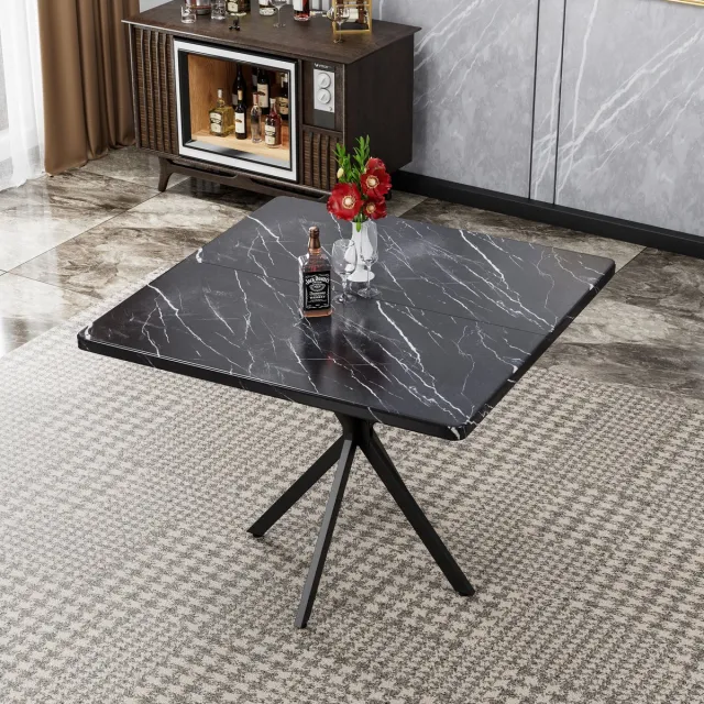 MIVRAY Eettafel - Vierkante Tafel Voor 4 Tot 6 Personen - Ruimtebesparend Voor Keuken En Eetkamer - Hout En Metaal - Zwart