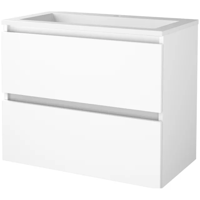 Aquasplash Badmeubelset Aquasplash Salt 80x46 cm Greeploos 2 Lades Met Wastafel Acryl 1 Kraangat Ice White Aquasplash