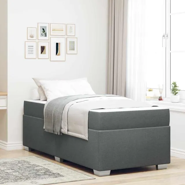 vidaXL Bedframe met matras Donkergrijs 90 x 190 cm Stof