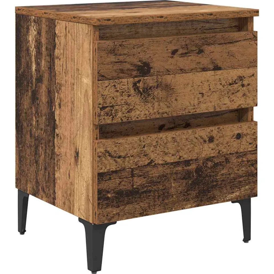 vidaXL Nachtkastje Oudhout 40 x 35 x 50 cm Bewerkt hout bruin, foto 3