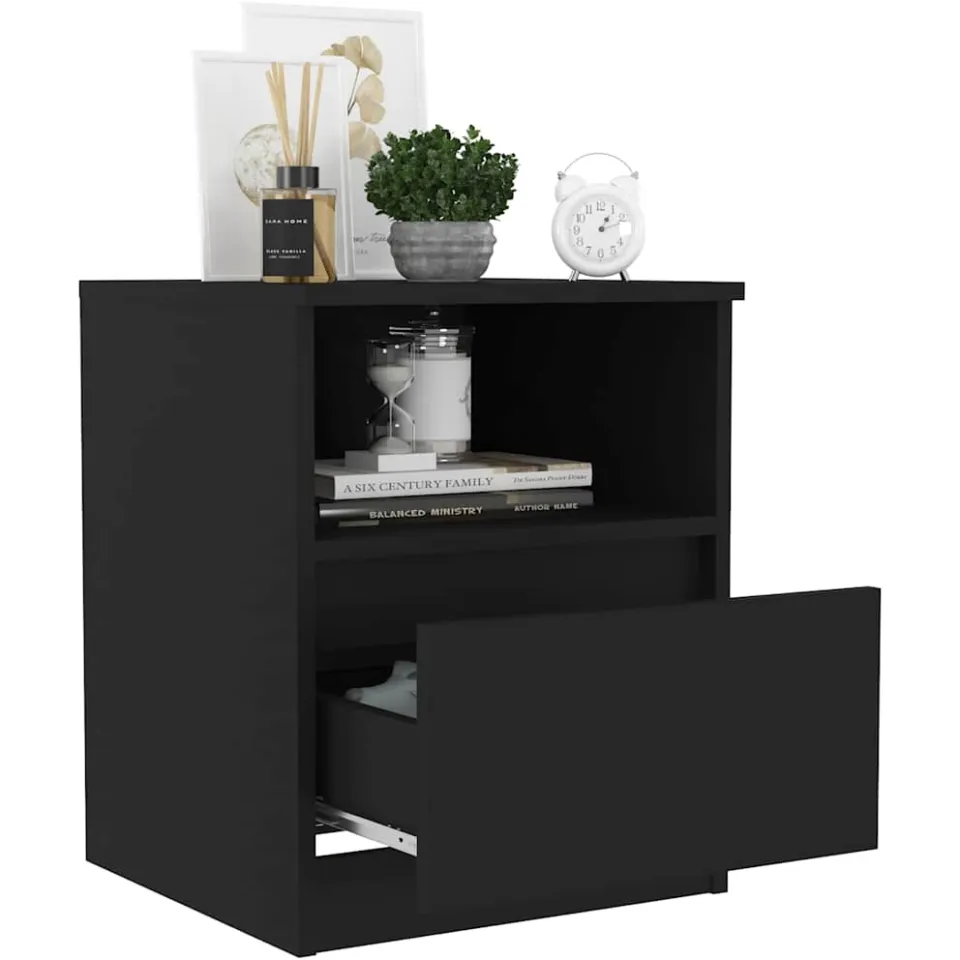 vidaXL Nachtkastjes 2 st 40x40x50 cm bewerkt hout zwart