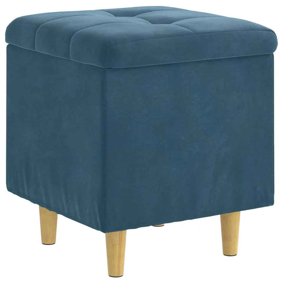 vidaXL Ottoman met Opbergruimte Blauw 40 x 40 x 45 cm Fluweel