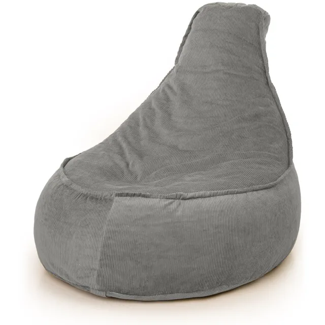 Drop & Sit zitzak/stoel - trendy rib (corduroy) - grijs - Noa JR - 100 Liter