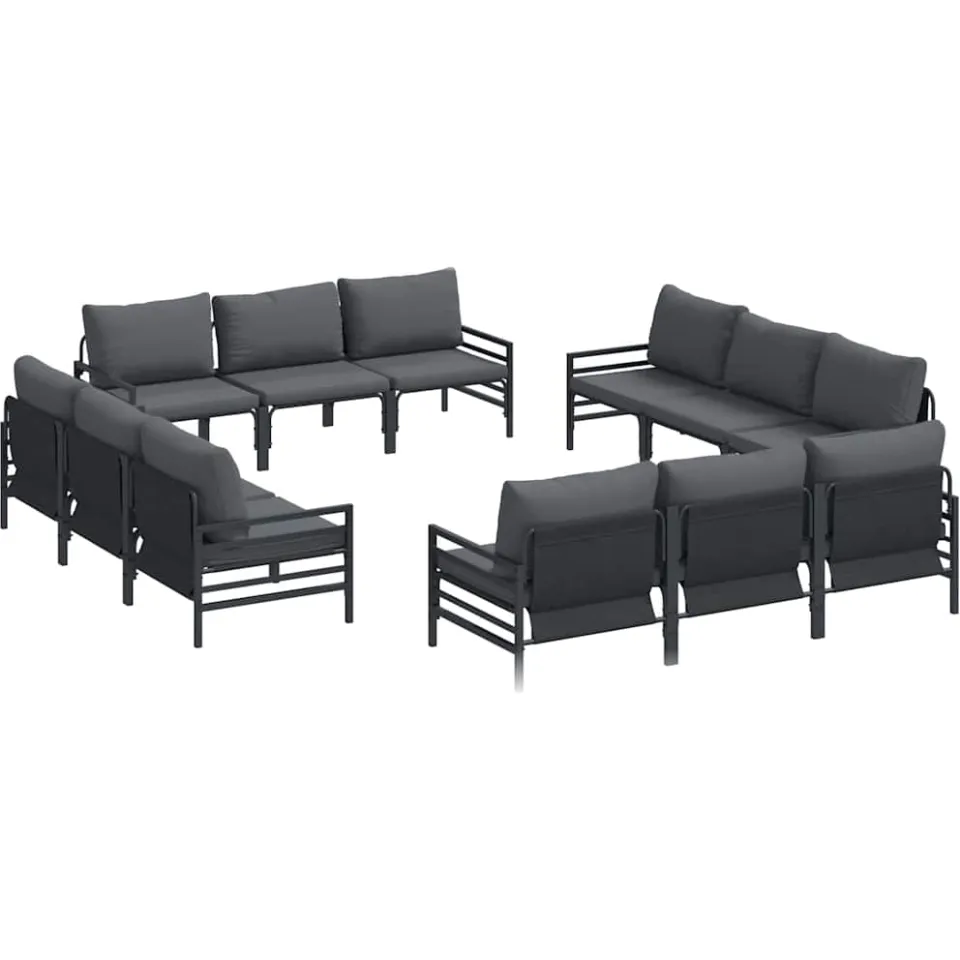 vidaXL Tuinbankenset 12 st Zwart Staal Anthraciet
