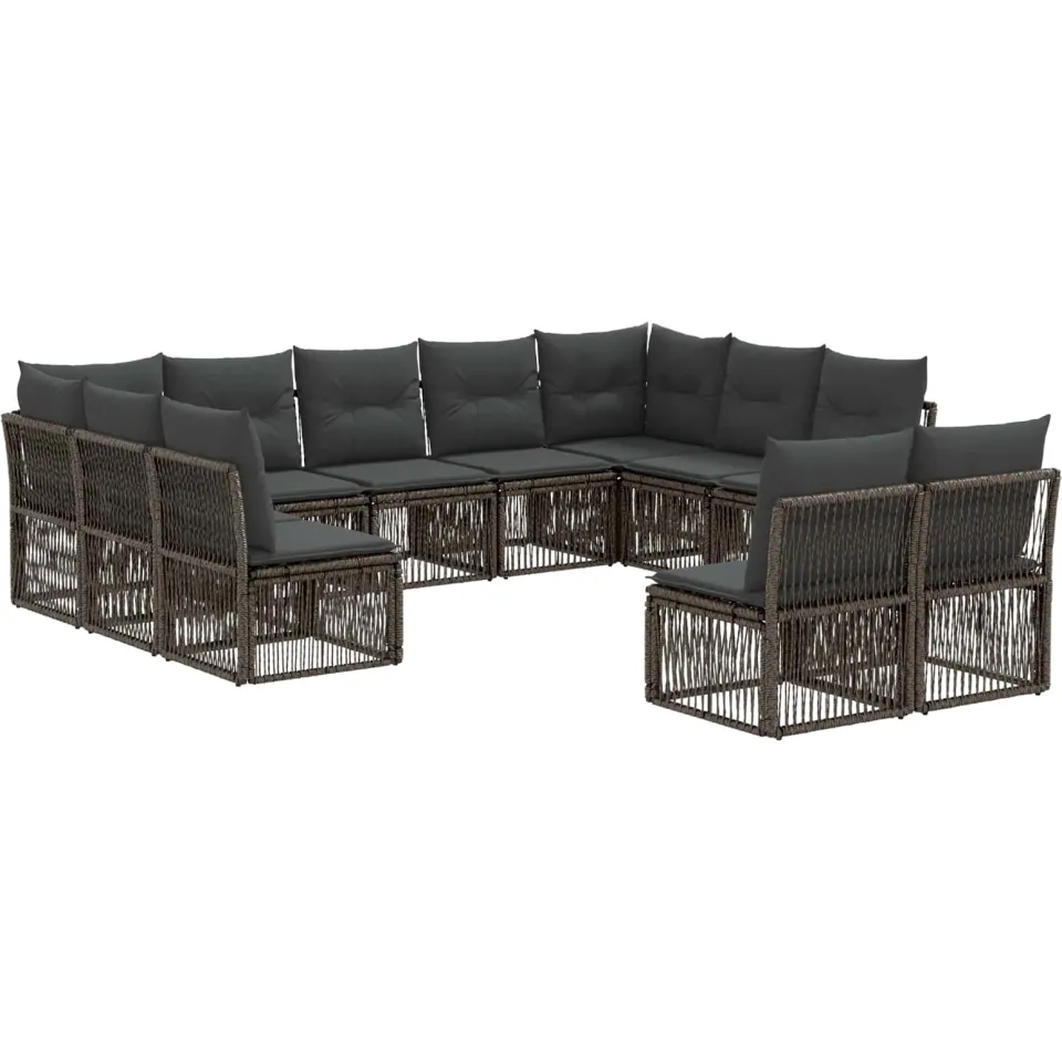 vidaXL Tuinbankenset 11 st 11-zits Grijs poly rattan, foto 3