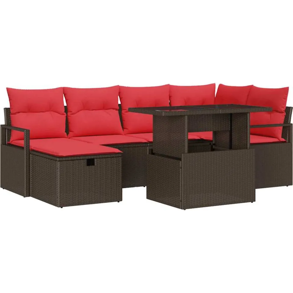 vidaXL Tuin Sofa Set 7 st Bruin poly rattan