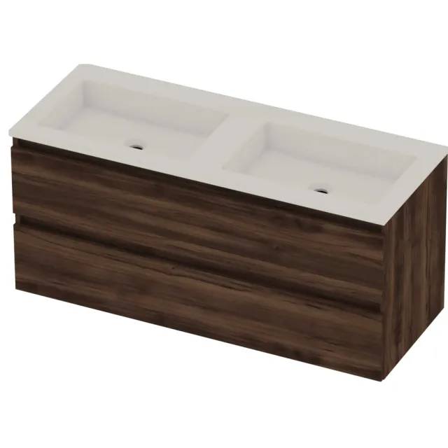 Basic-Line Aura 46 Badmeubelset Acryl 120x46x54 cm A46GWEBA120D0 Barista Oak Glans Wit