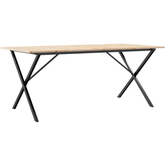vidaXL Eettafel - X-frame - 180x90x75 - cm - massief - grenenhout - en - staal Bruin