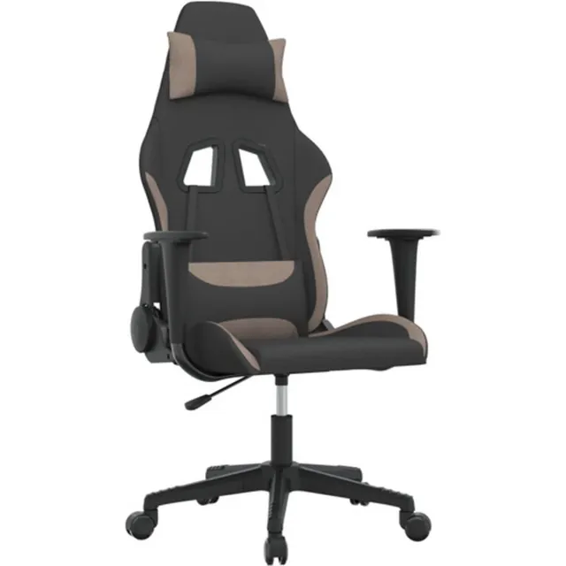 vidaXL Massage - gamestoel - stof - zwart - en - taupe zwart en taupe