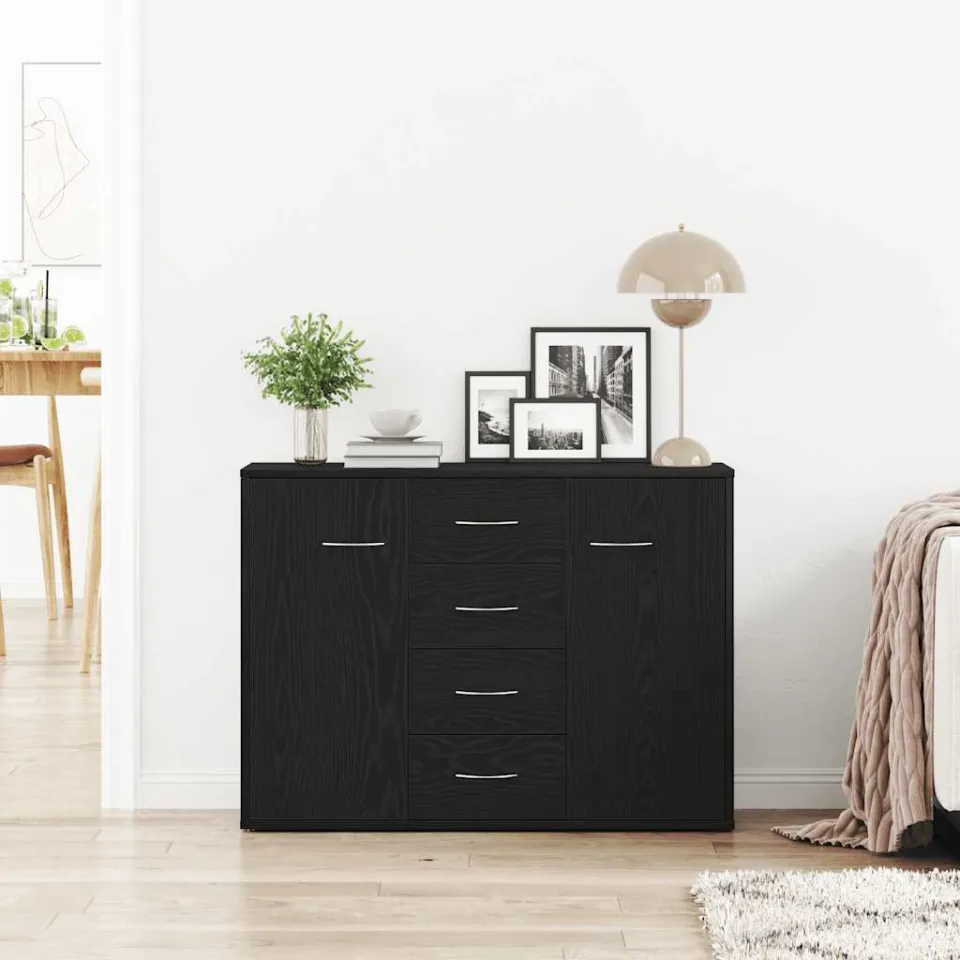 vidaXL Dressoir 88x30x64 cm bewerkt hout zwart eikenkleurig, foto 3