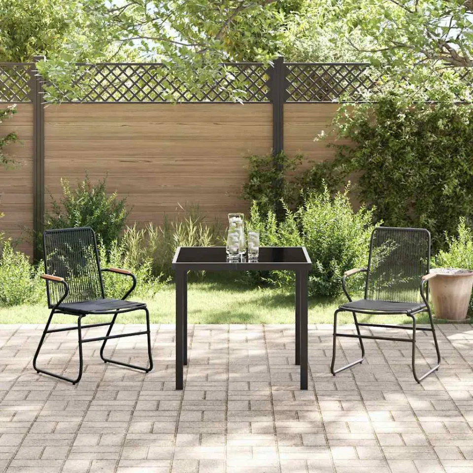 vidaXL Tuin eettafelset 3 st Zwart Gepoedercoat staal, foto 3