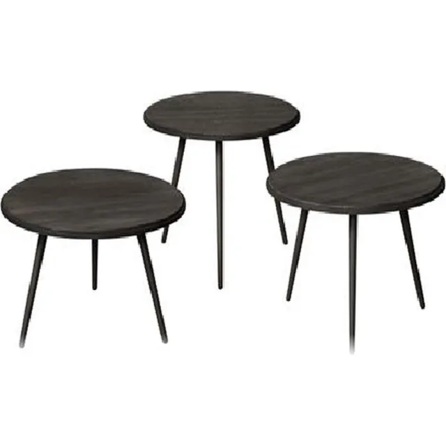 Renew Turi table set (3) - 54x54/45/40/35 - recl. teak black Zwart