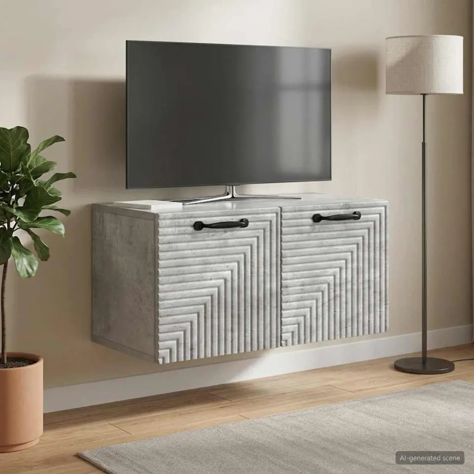 vidaXL Wandbeugel TV-kast Betongrijs 59,5 x 31 x 30 cm Bewerkt hout grijs, foto 4