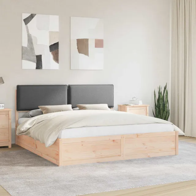 vidaXL Bedframe met Gevoerd Hoofdgedeelte Donkergrijs 200 x 200 cm