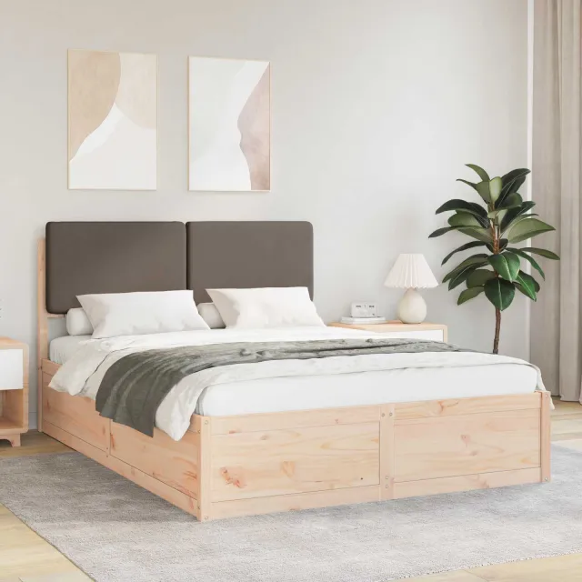 vidaXL Bedframe met Gevoerd Hoofdgedeelte Taupe 160 x 200 cm