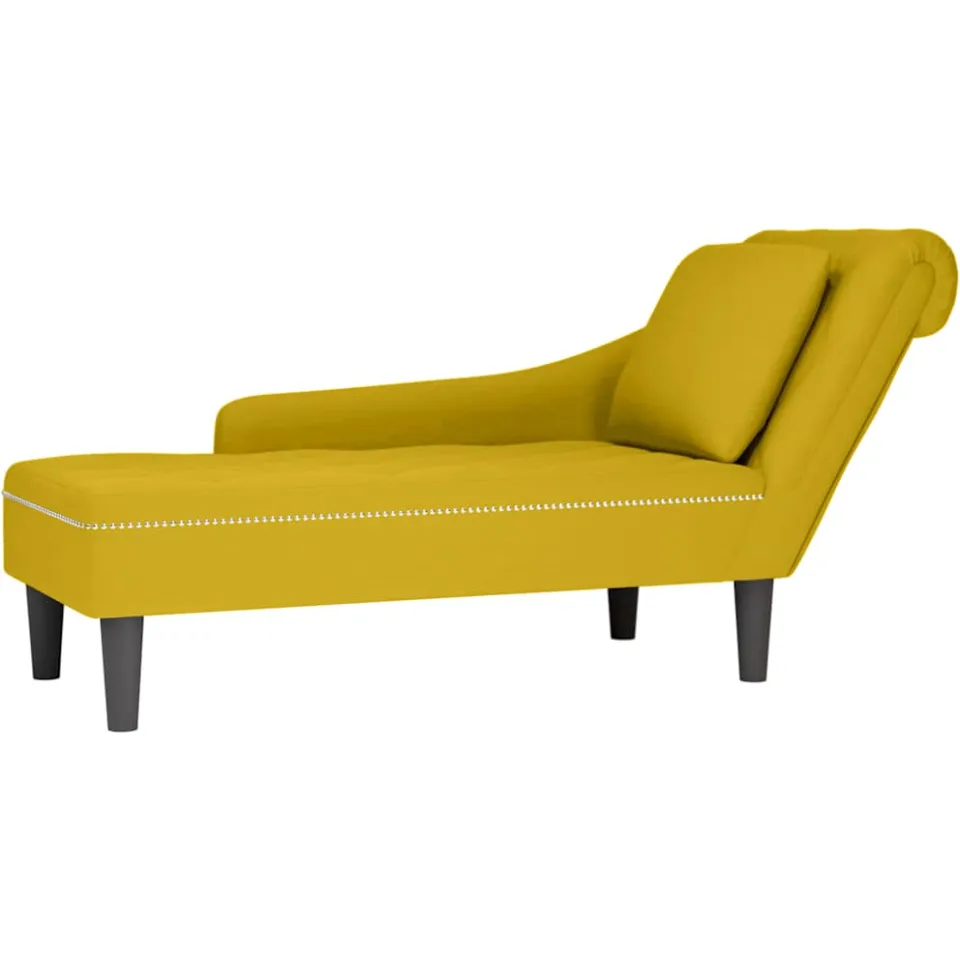 vidaXL Chaise longue met kussen en rechterarmleuning fluweel geel