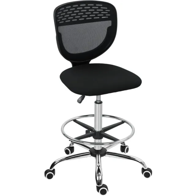 Merax Ergonomische Hoge Bureaustoel – In Hoogte Verstelbare Werkstoel – 360 Graden Draaibaar – Met Voetring – Comfortabel en Ademend – Zwart