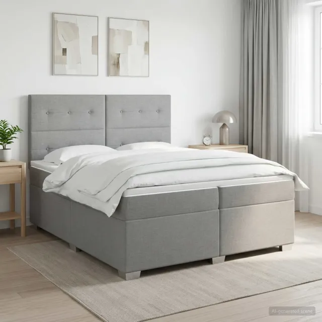 vidaXL Boxspringbed met matras Lichtgrijs 200 x 200 cm Stof